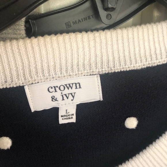 2 Crown and Ivy cardigans. Navy dotted and Solid Gray. 3/4 sleeve. - Picture 2 of 5